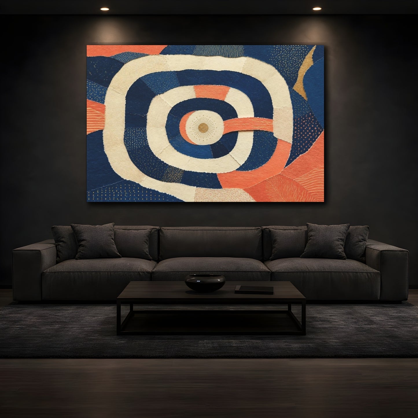 Mockup 3. Torn Paper Sun Collage shown as canvas print