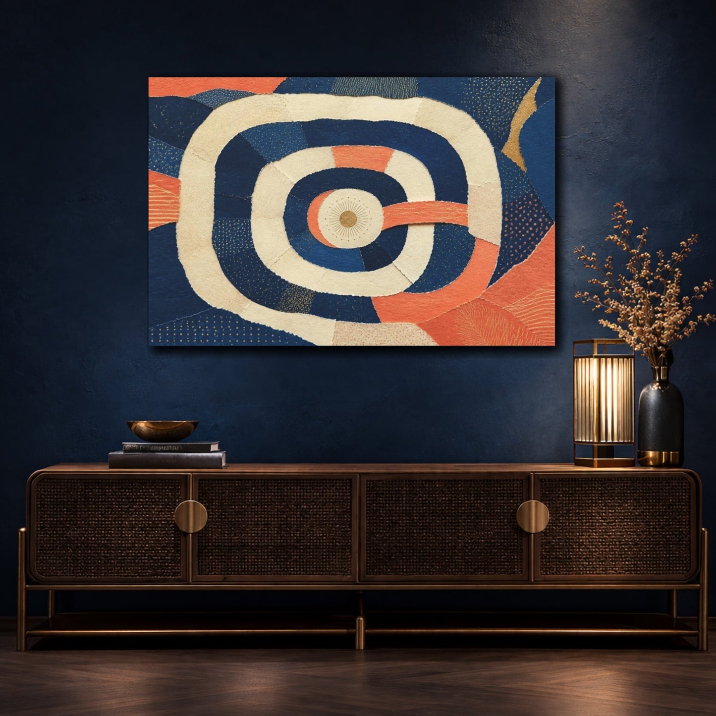 Mockup 4. Torn Paper Sun Collage shown as canvas print