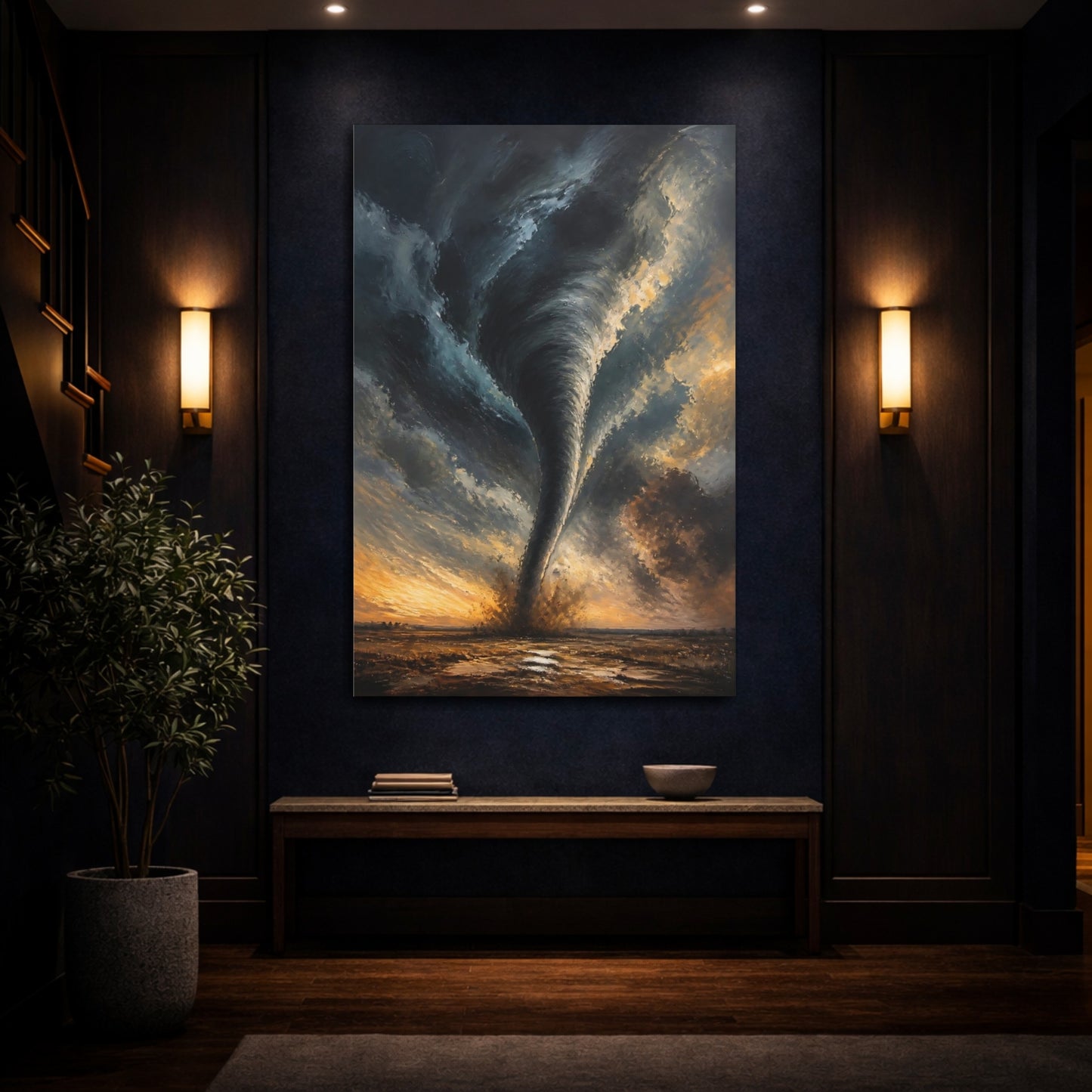 Mockup 4. Tornado At Sunset shown as canvas print