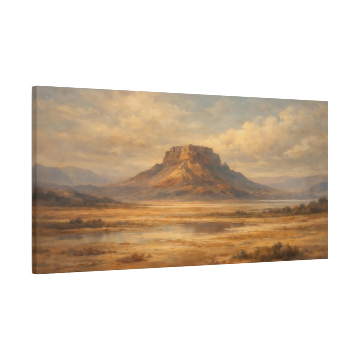 Side Mockup 1. Nature Mesa Landscape Brown Gold Landscape shown as stretched canvas wall art
