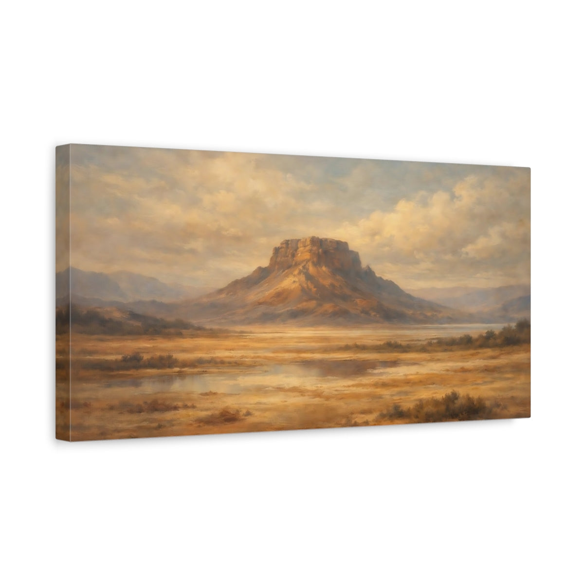 Side Mockup 3. Nature Mesa Landscape Brown Gold Landscape shown as stretched canvas wall art