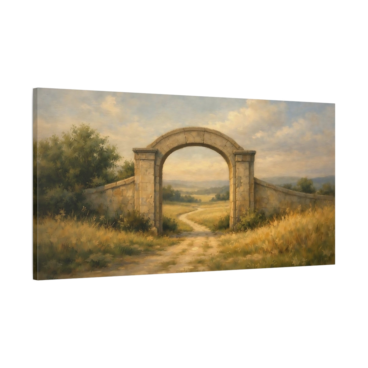 Side Mockup 1. Nature Stone Archway Stone Archway shown as stretched canvas wall art