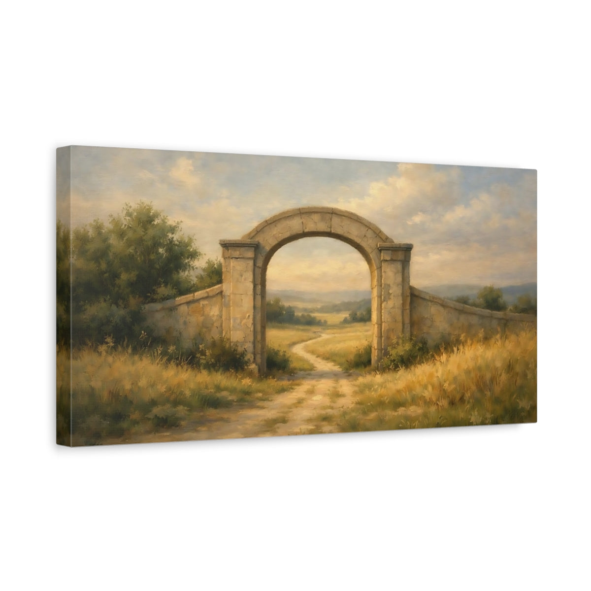 Side Mockup 3. Nature Stone Archway Stone Archway shown as stretched canvas wall art
