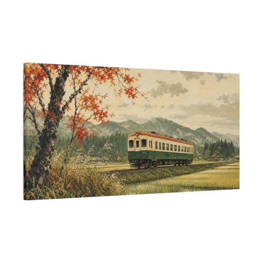 Train Nature Autumn Canvas Print Wall Art – Watercolor Living Room, Above Console Table - YesArtYes