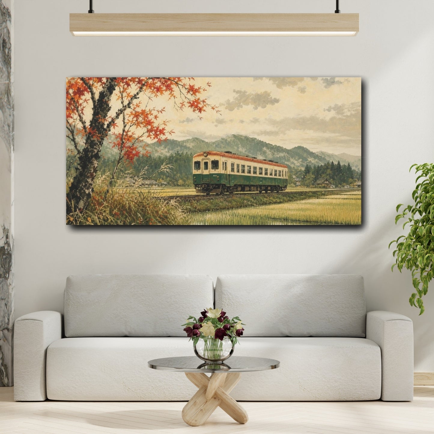 Mockup 2. Train Nature Autumn shown as canvas print