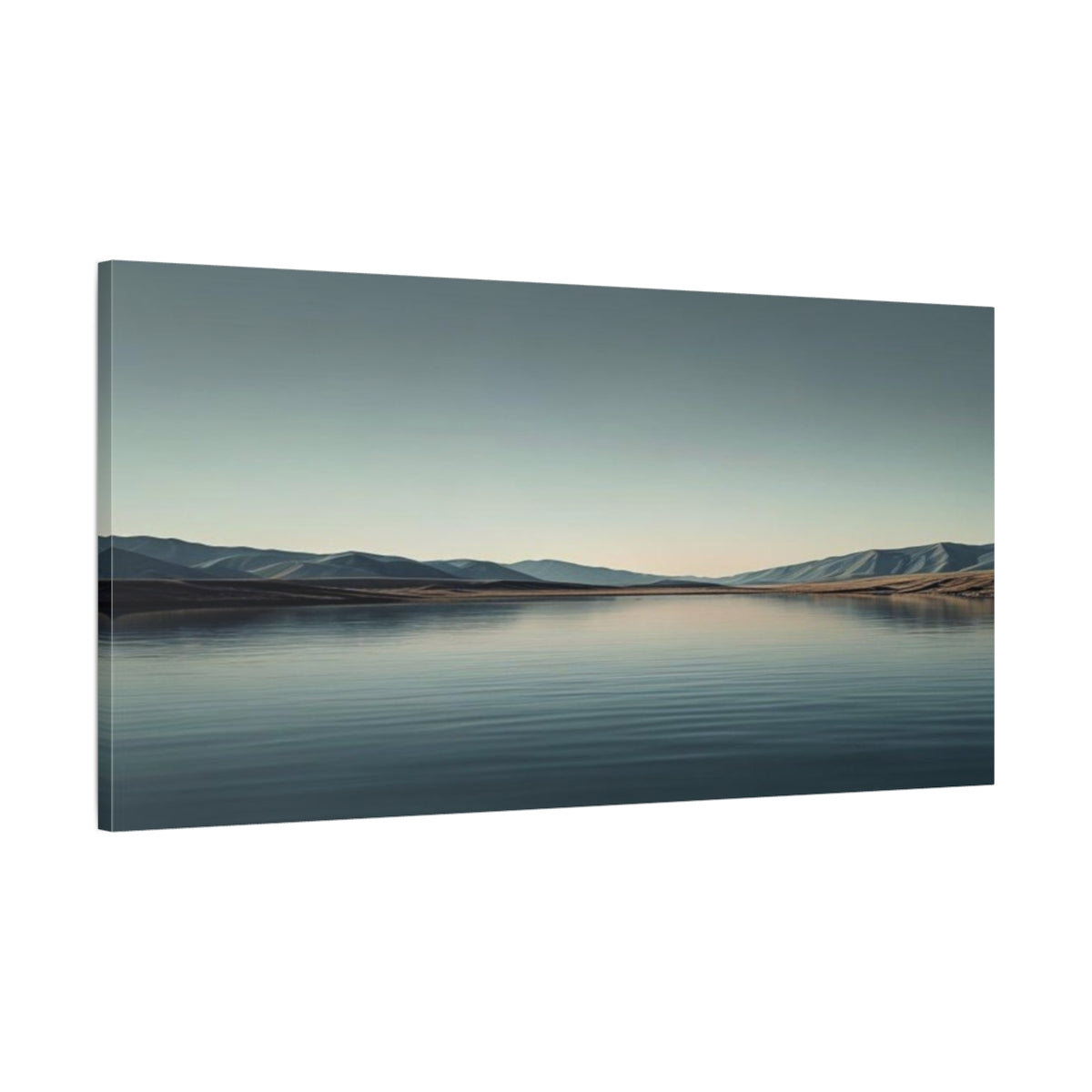 Main Mockup. Tranquil Lake Horizon shown as canvas print