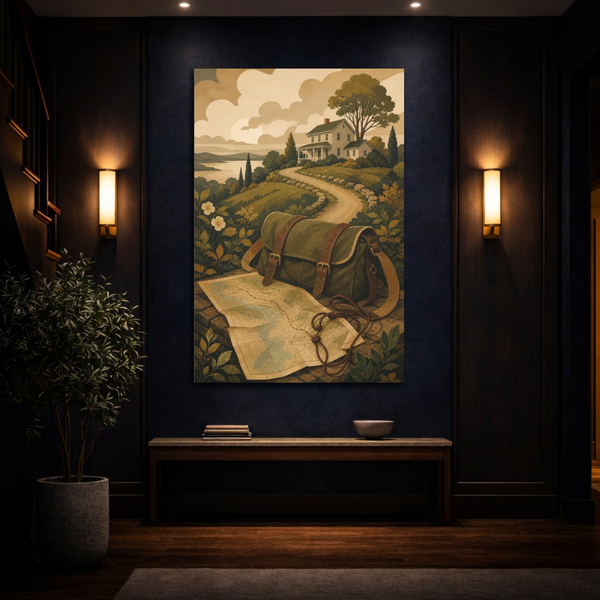 Mockup 4. Traveler's Map & Satchel shown as canvas print