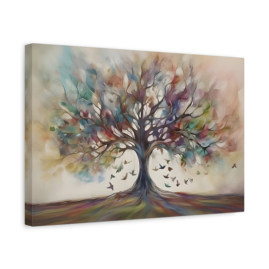 Tree of Life Abstract Colorful Canvas Watercolor Wall Art Symbolic Print - YesArtYes