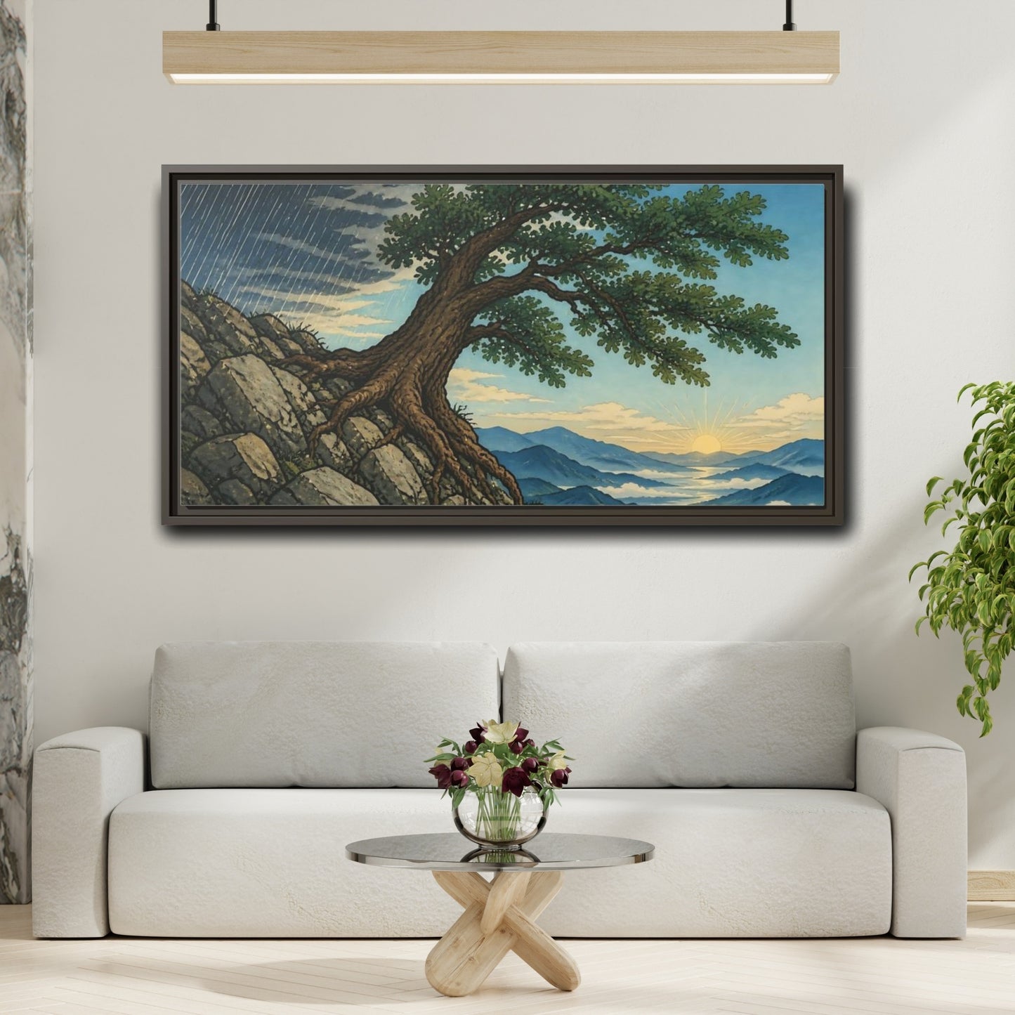 Mockup 2. Tree On Rocky Ridge shown as framed canvas print