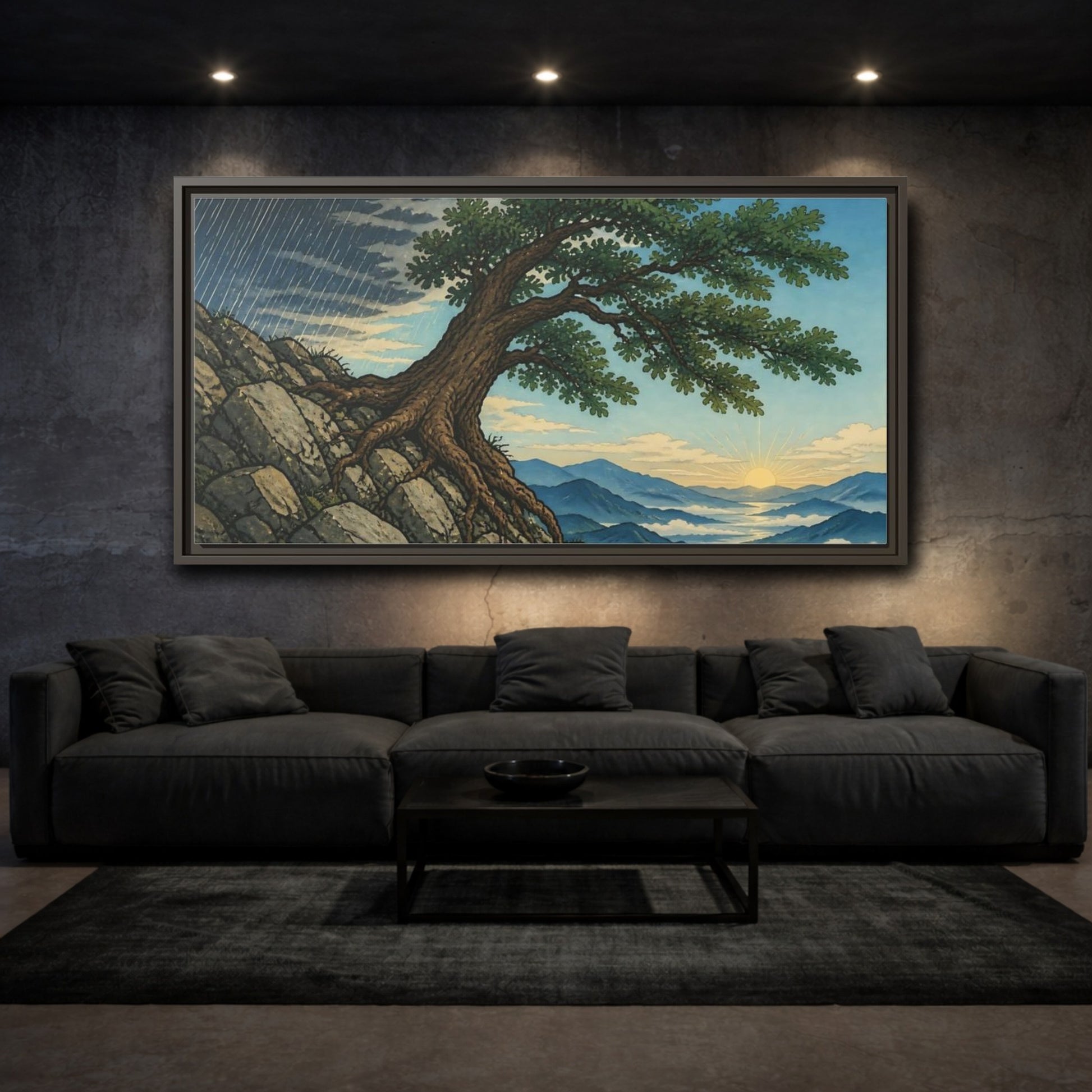 Mockup 3. Tree On Rocky Ridge shown as framed canvas print