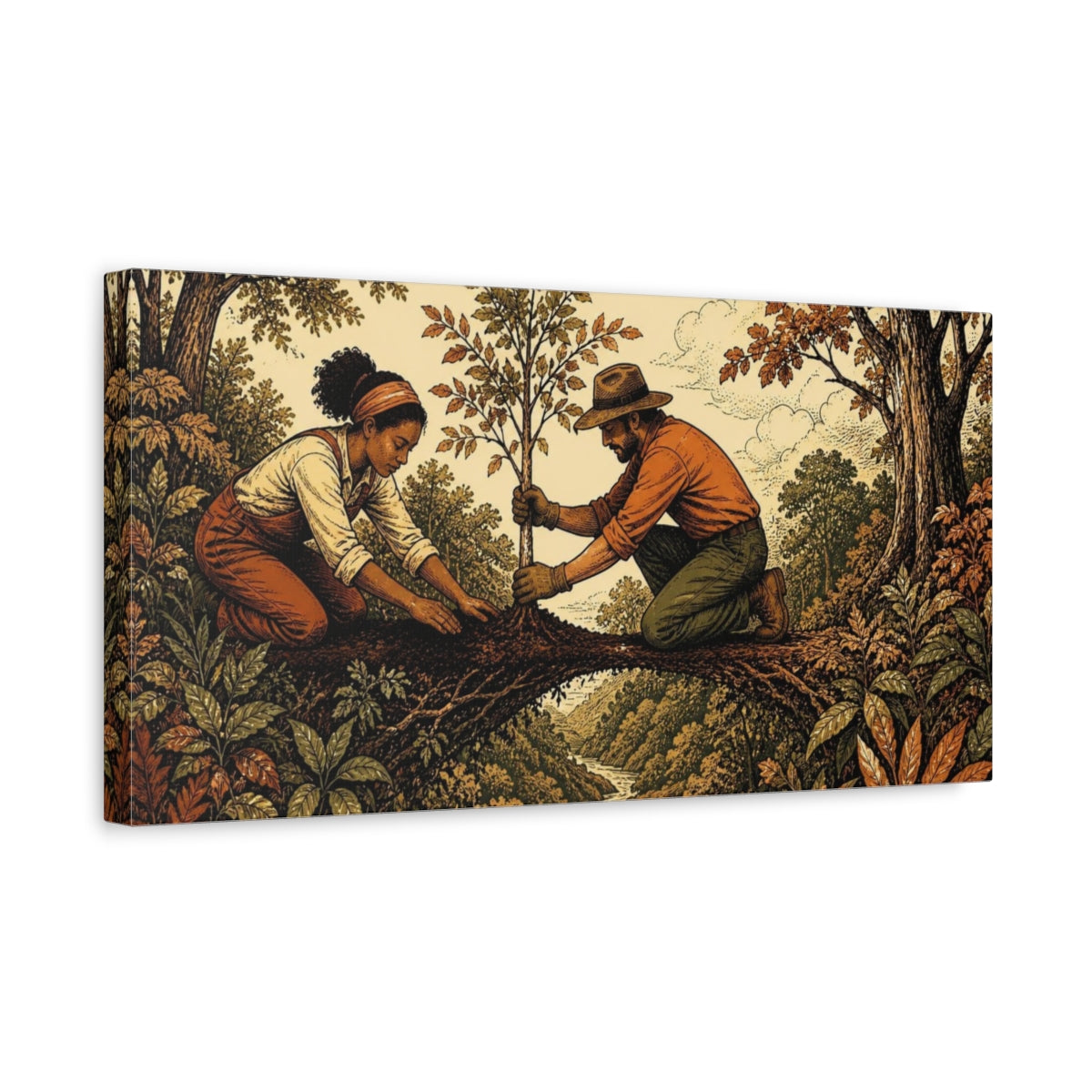 Side Mockup 3. Tree Planting Motivation shown as canvas print