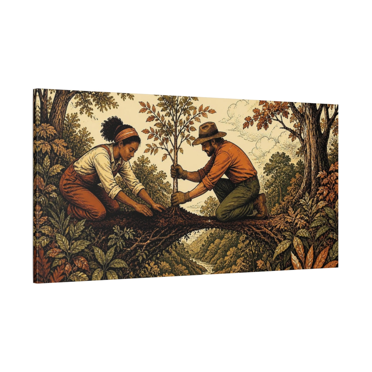 Side Mockup 2. Tree Planting Motivation shown as canvas print