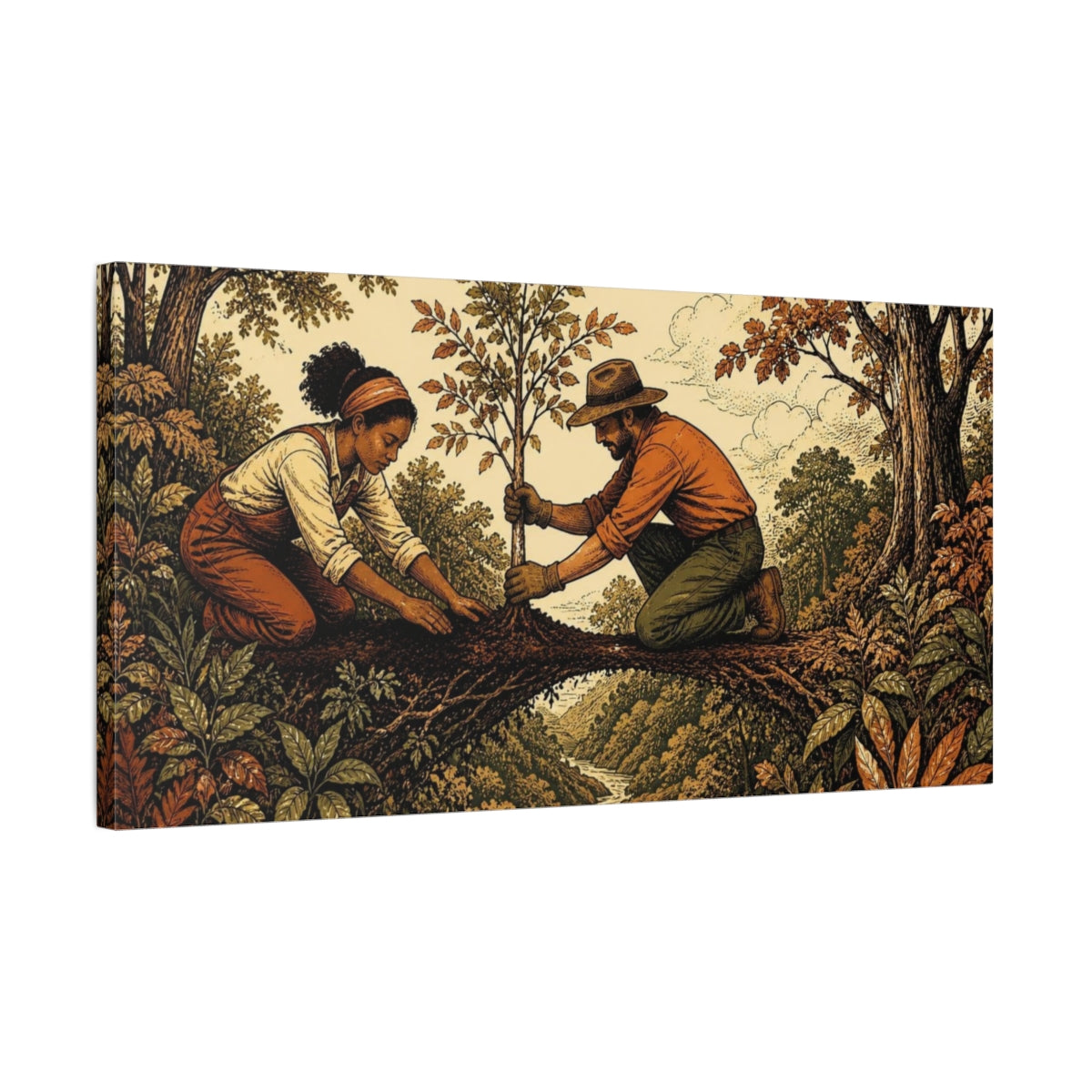 Side Mockup 1. Tree Planting Motivation shown as canvas print