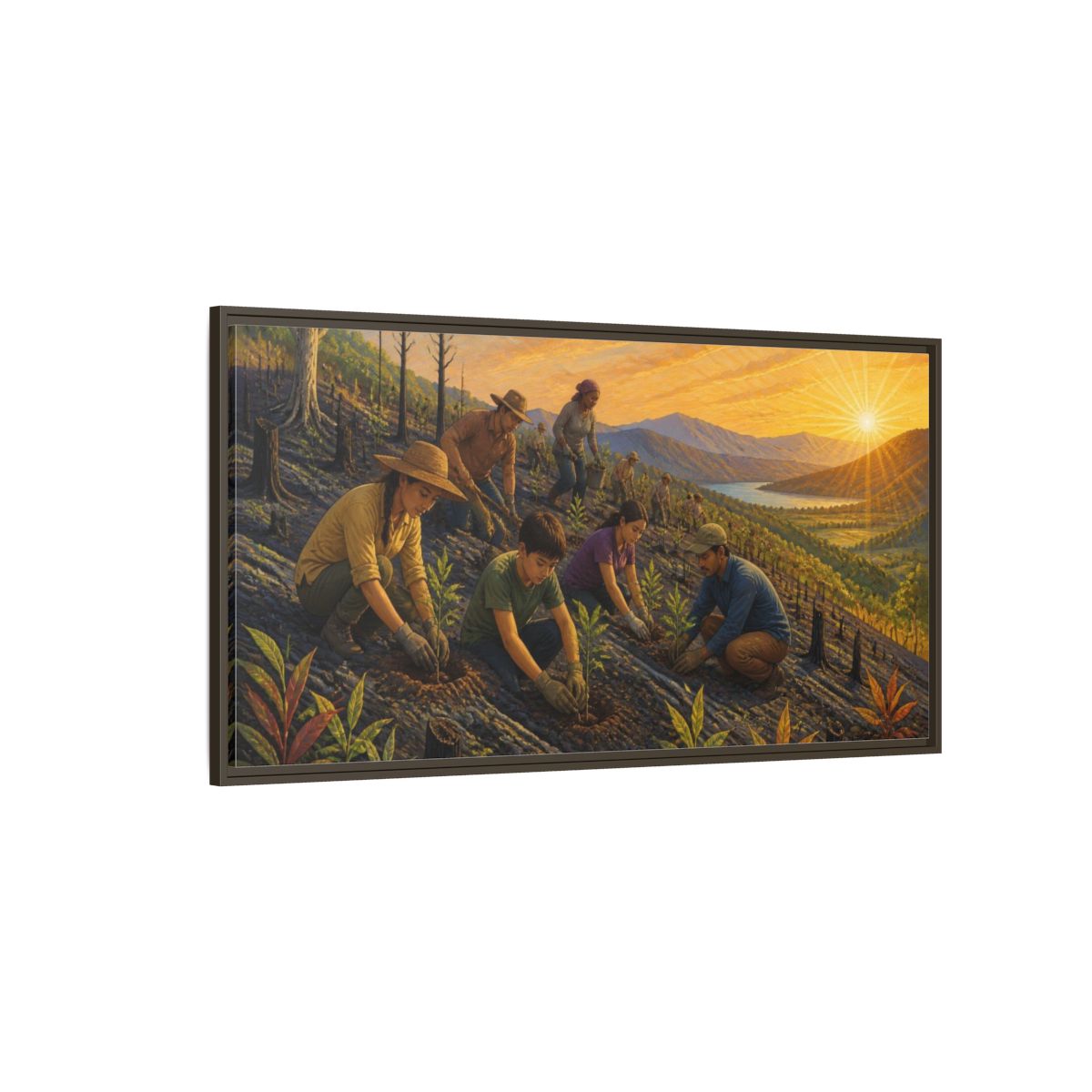 Side Mockup 4. Tree Planting Motivation shown as framed canvas print