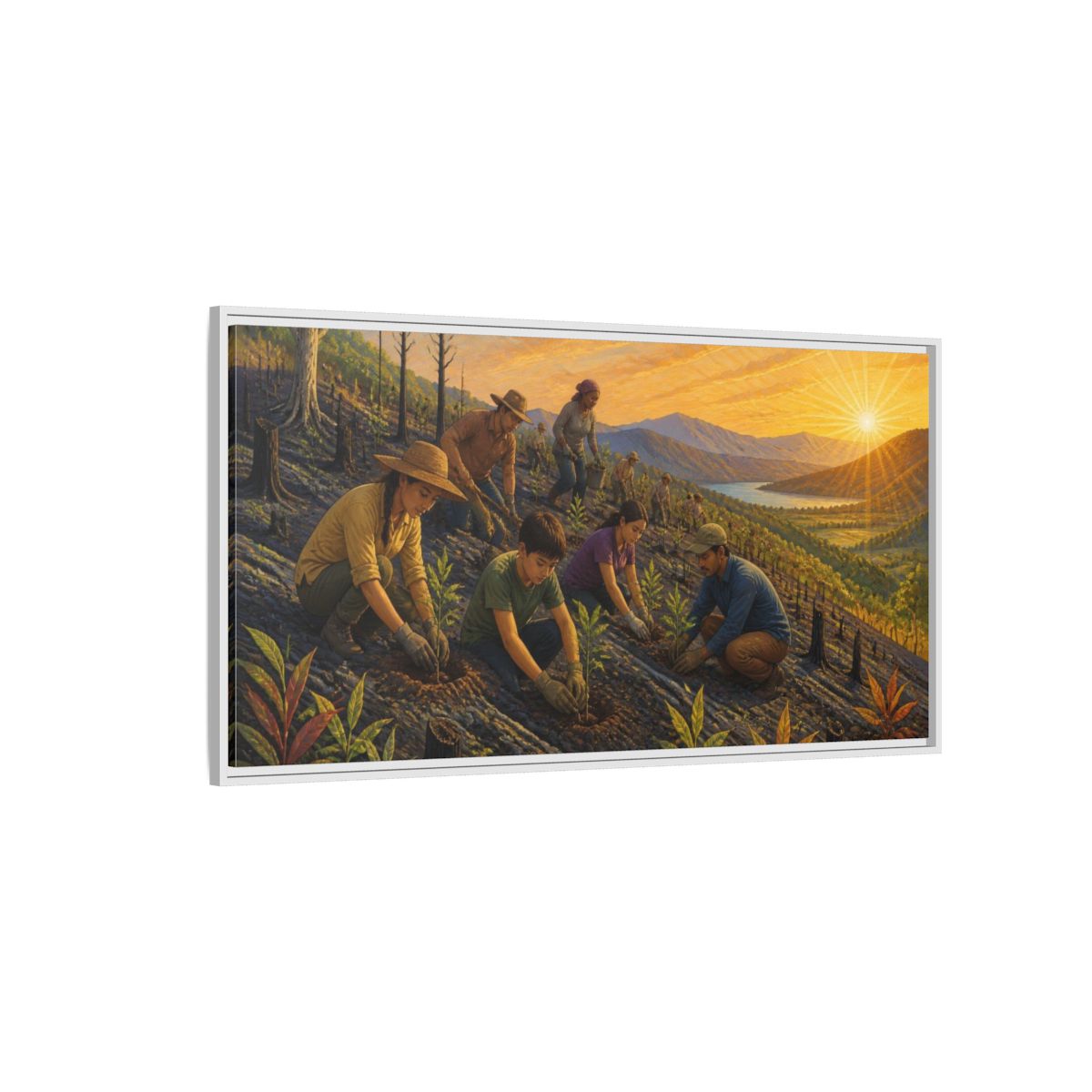 Side Mockup 3. Tree Planting Motivation shown as framed canvas print