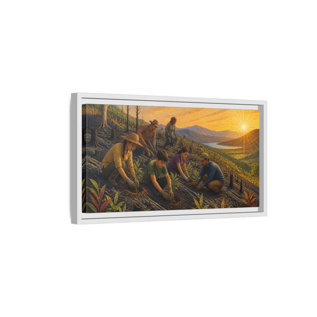 Side Mockup 6. Tree Planting Motivation shown as framed canvas print