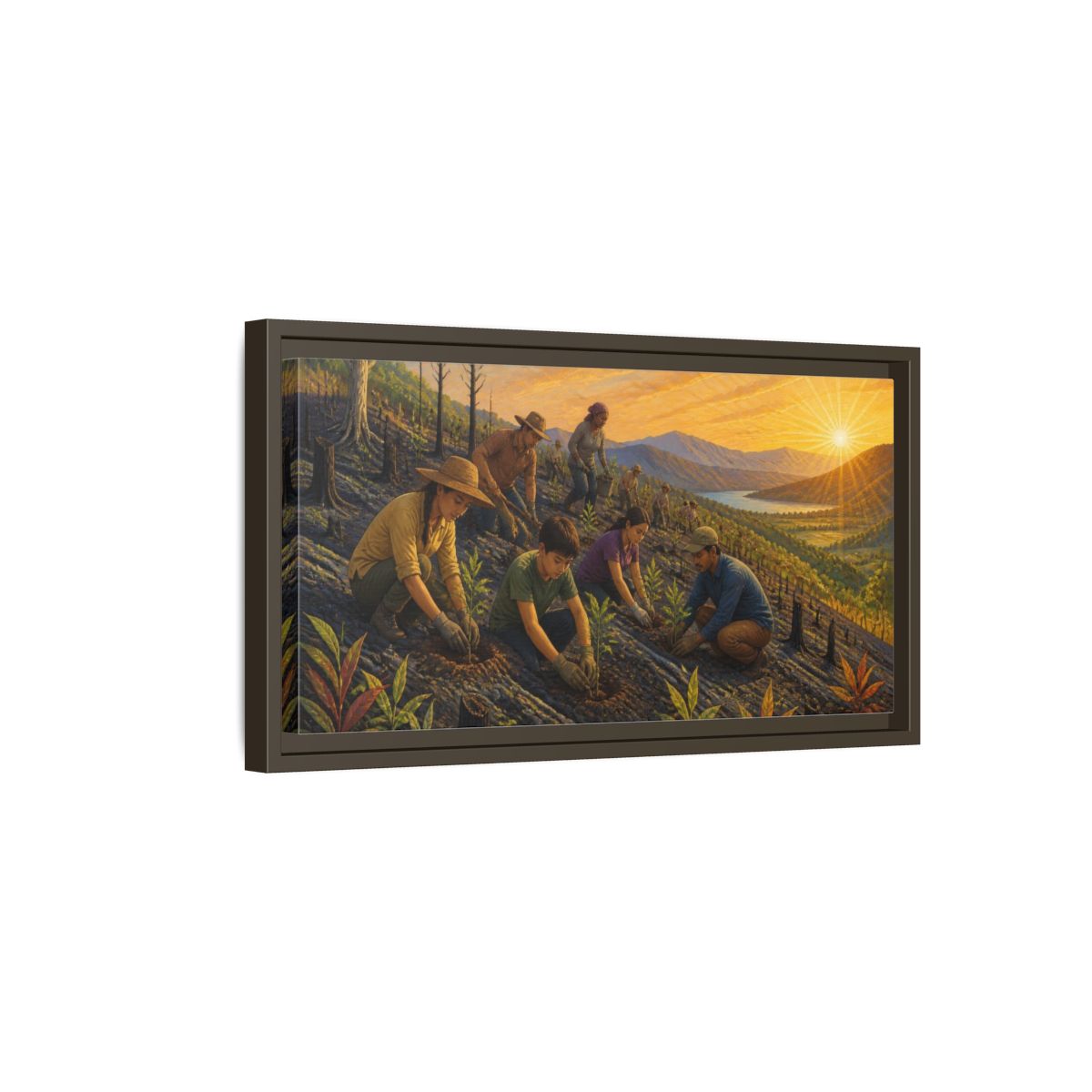 Side Mockup 7. Tree Planting Motivation shown as framed canvas print