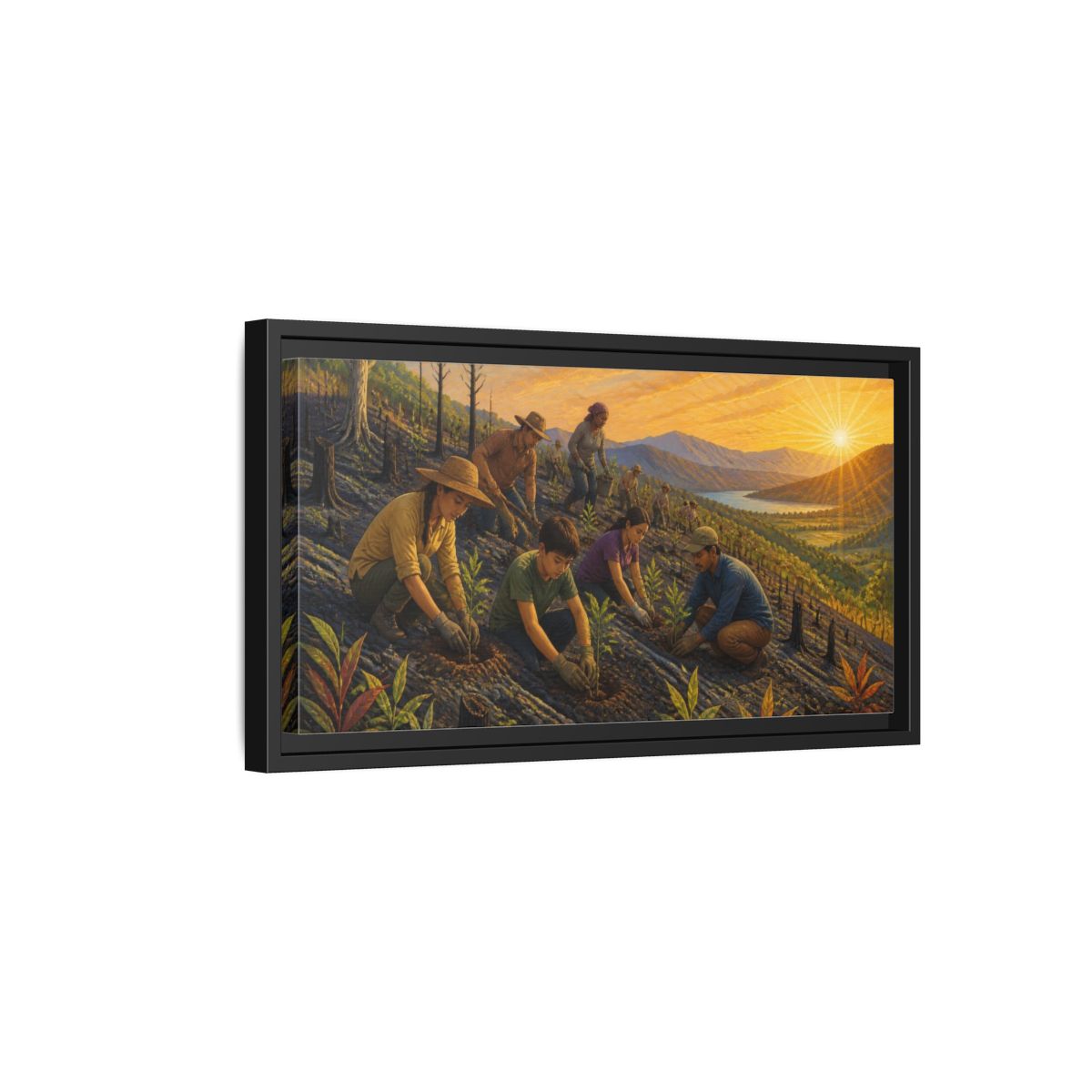Side Mockup 8. Tree Planting Motivation shown as framed canvas print