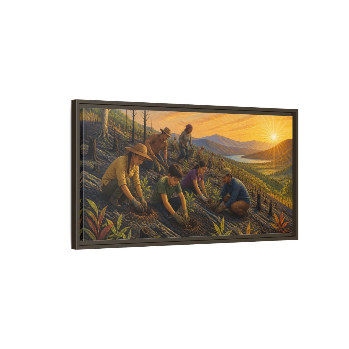 Main Mockup. Tree Planting Motivation shown as framed canvas print