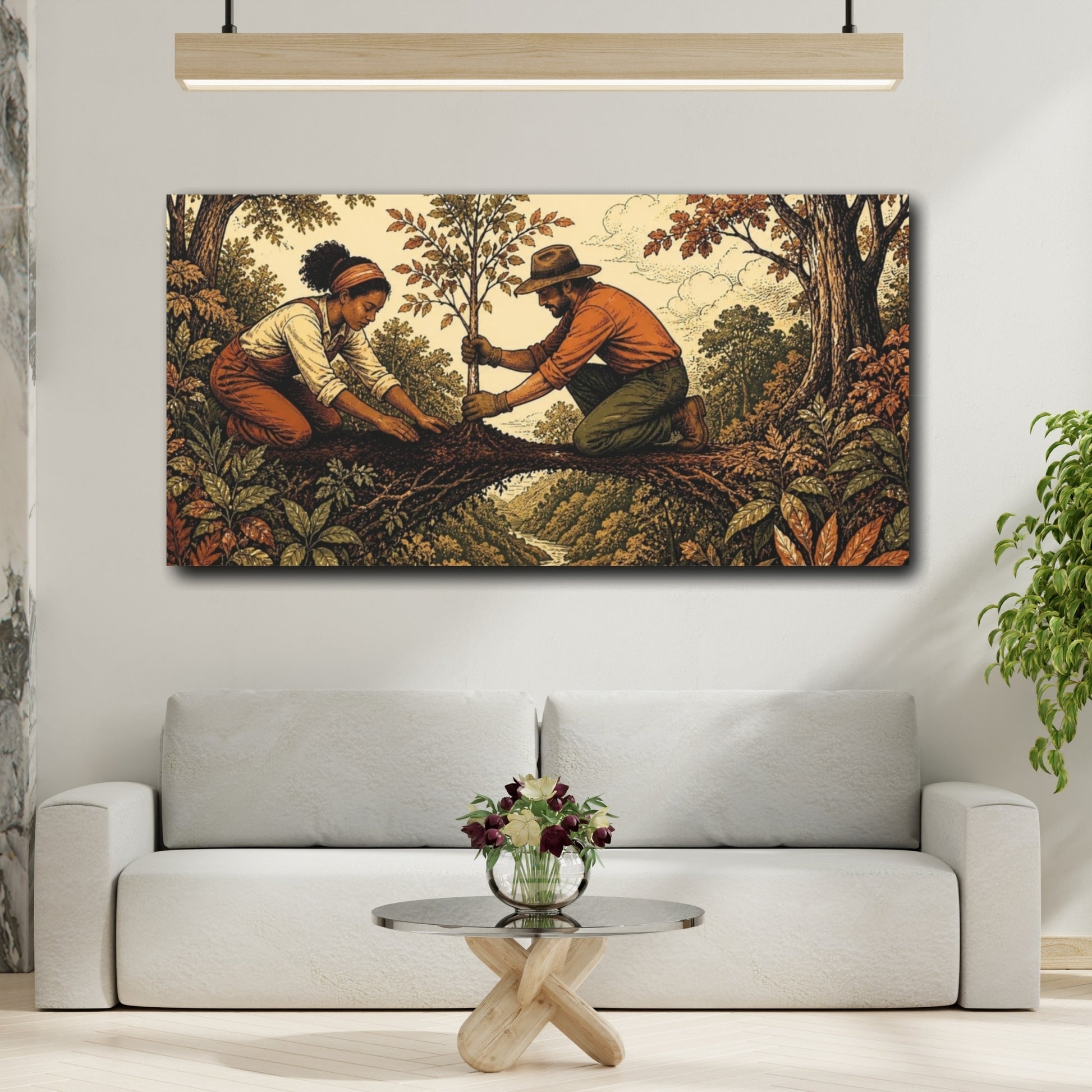 Mockup 2. Tree Planting Motivation shown as canvas print