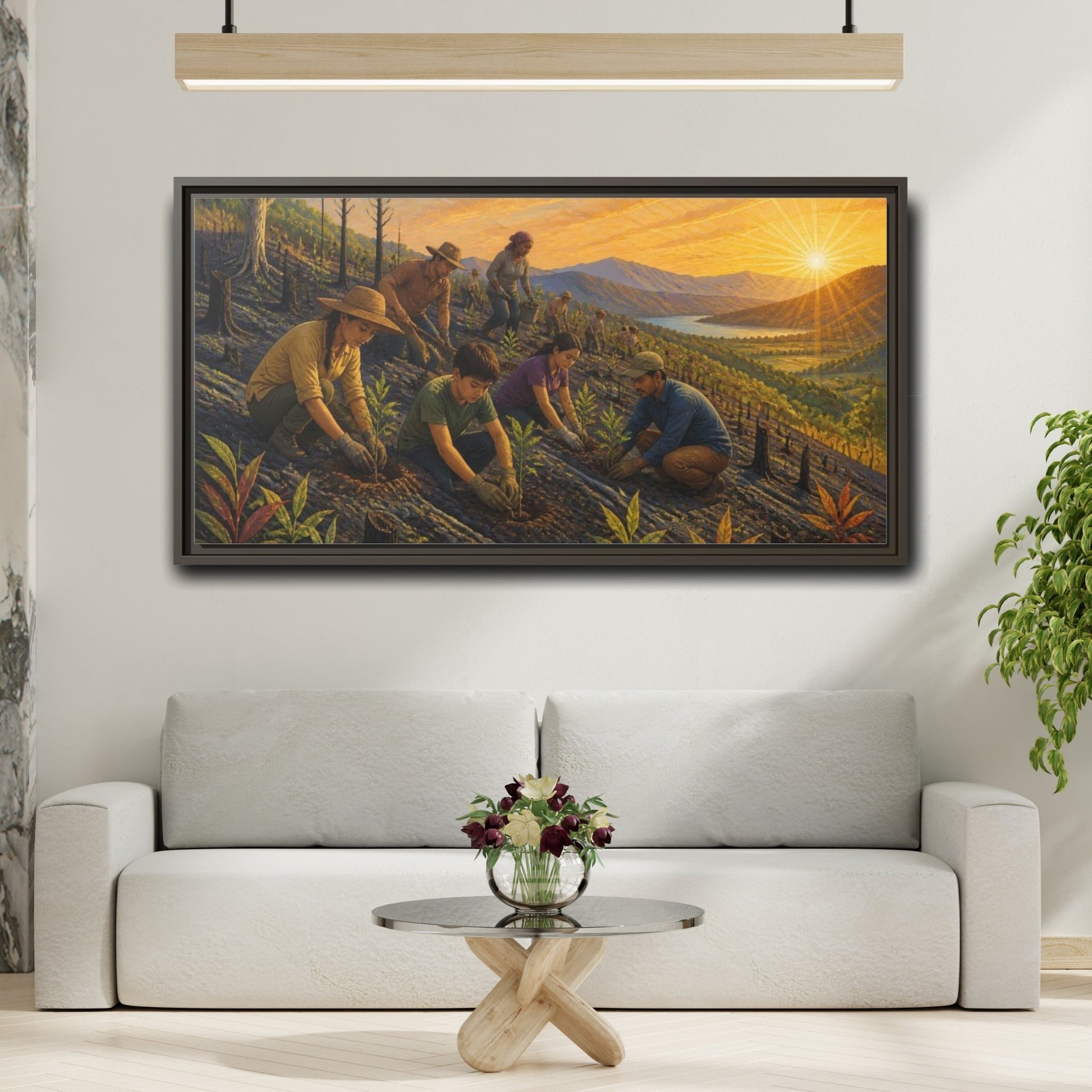 Mockup 2. Tree Planting Motivation shown as framed canvas print