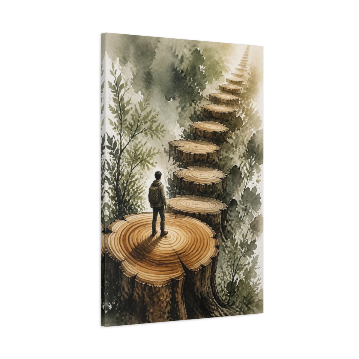 Main Mockup. Tree Stump Motivation Path shown as canvas print