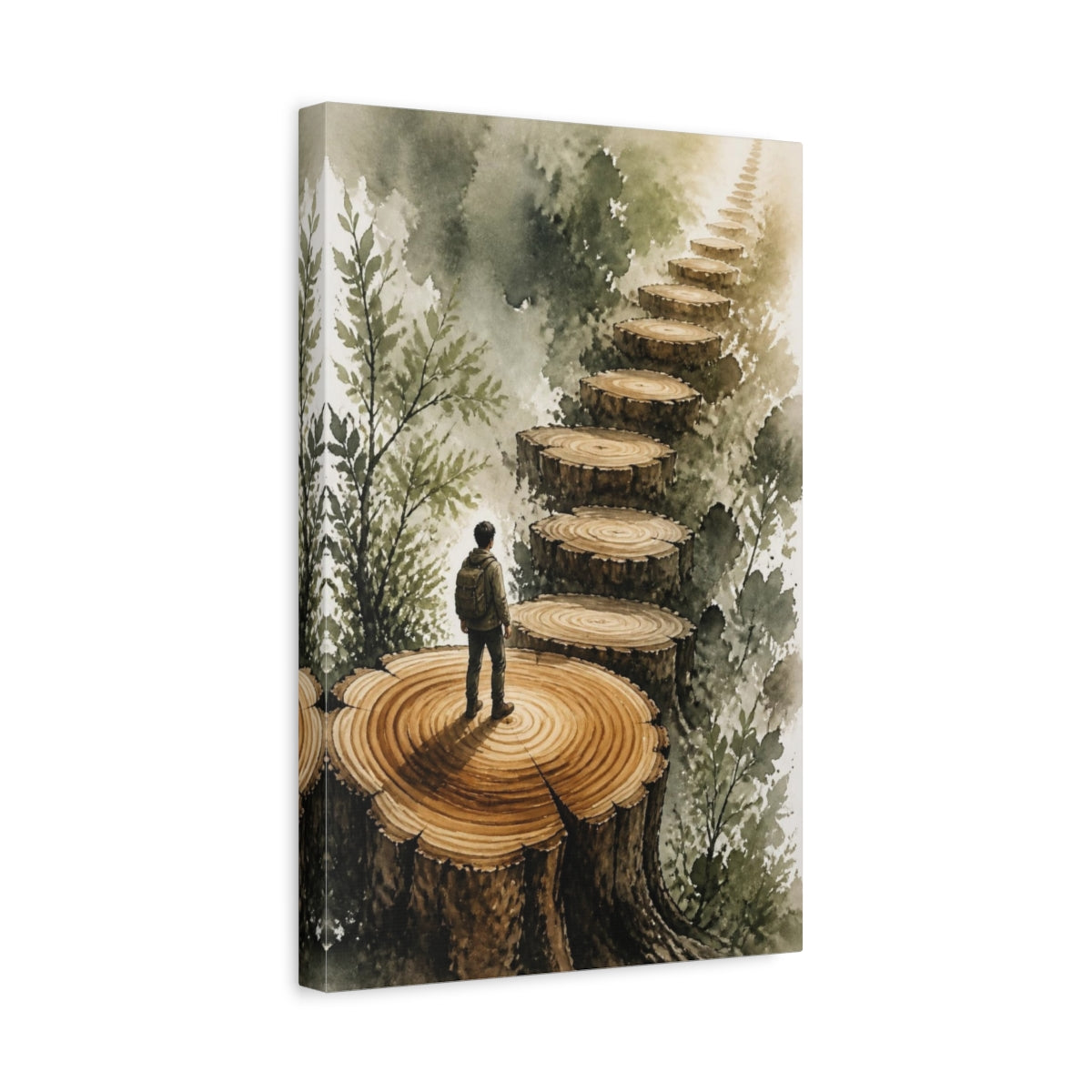 Side Mockup 4. Tree Stump Motivation Path shown as canvas print