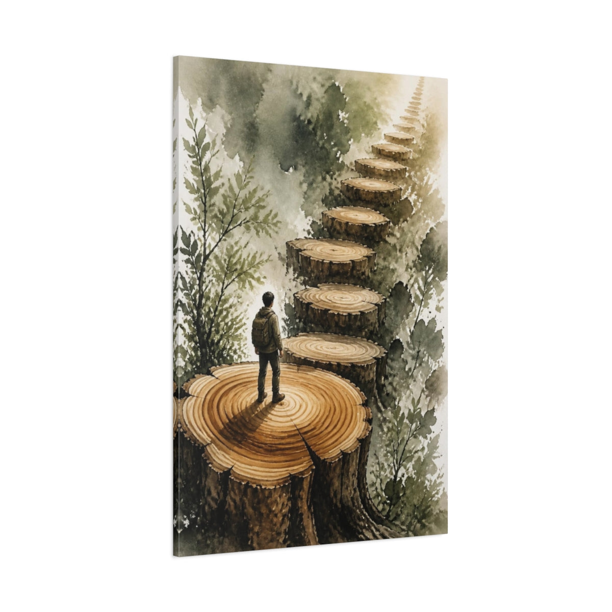 Side Mockup 1. Tree Stump Motivation Path shown as canvas print