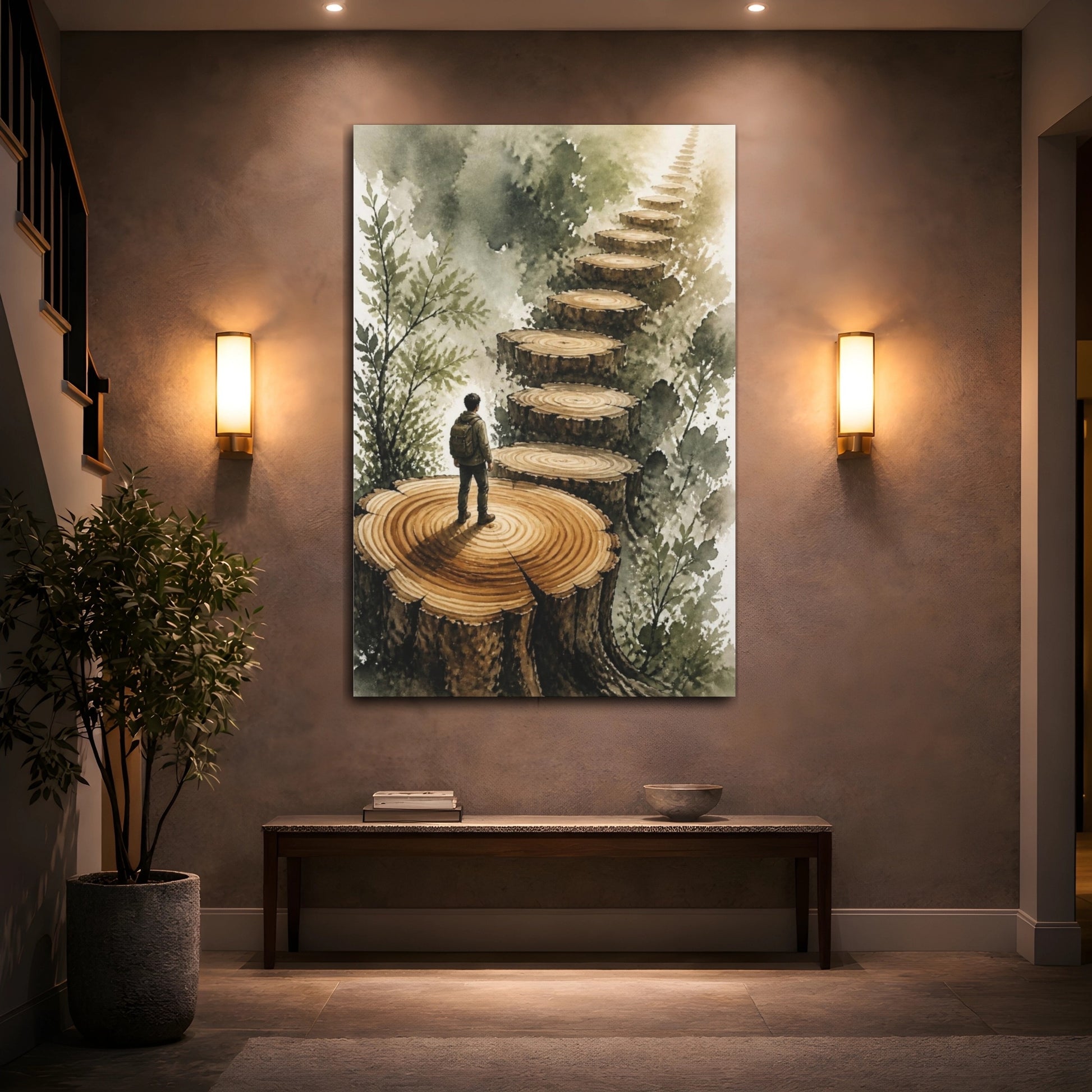 Mockup 2. Tree Stump Motivation Path shown as canvas print