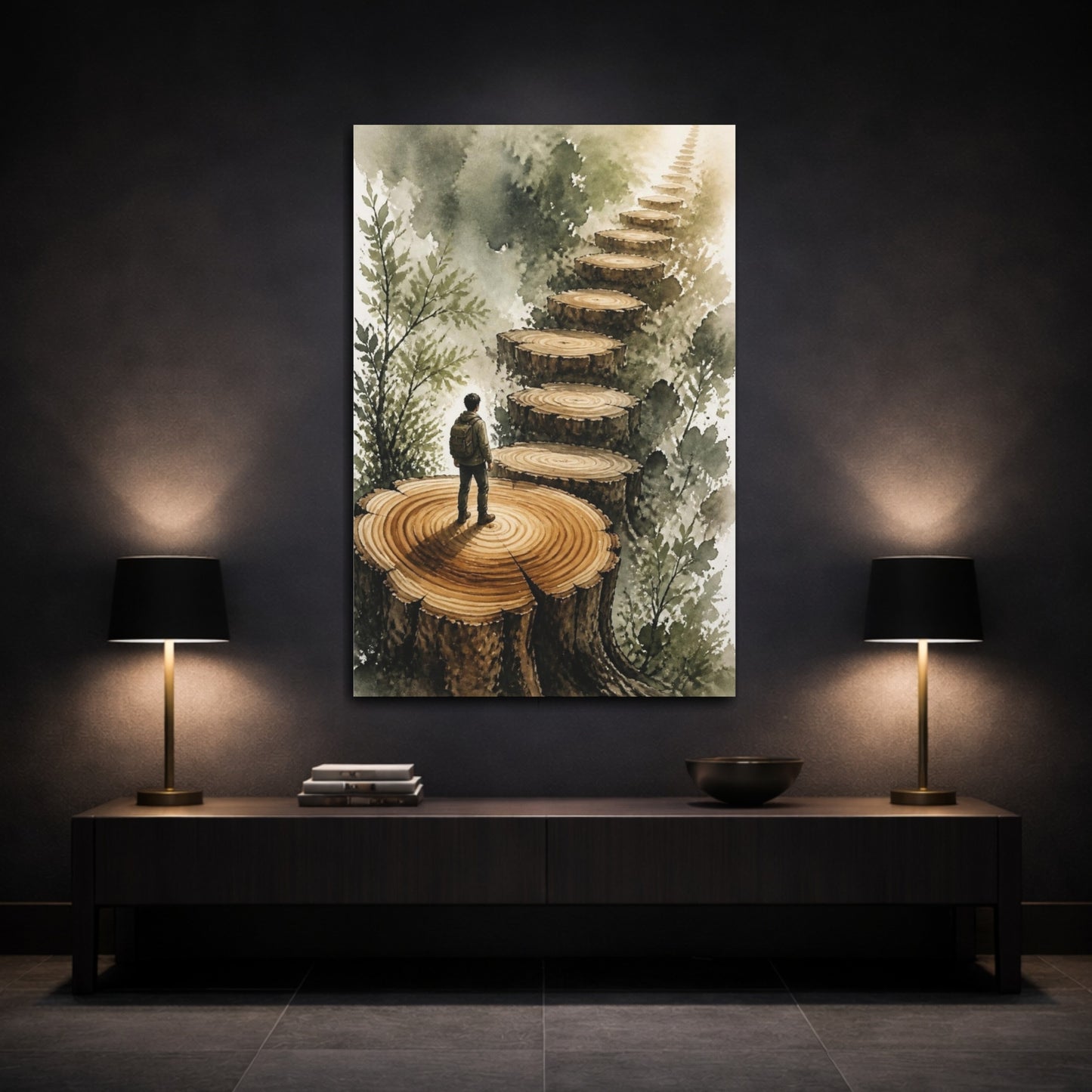 Mockup 3. Tree Stump Motivation Path shown as canvas print