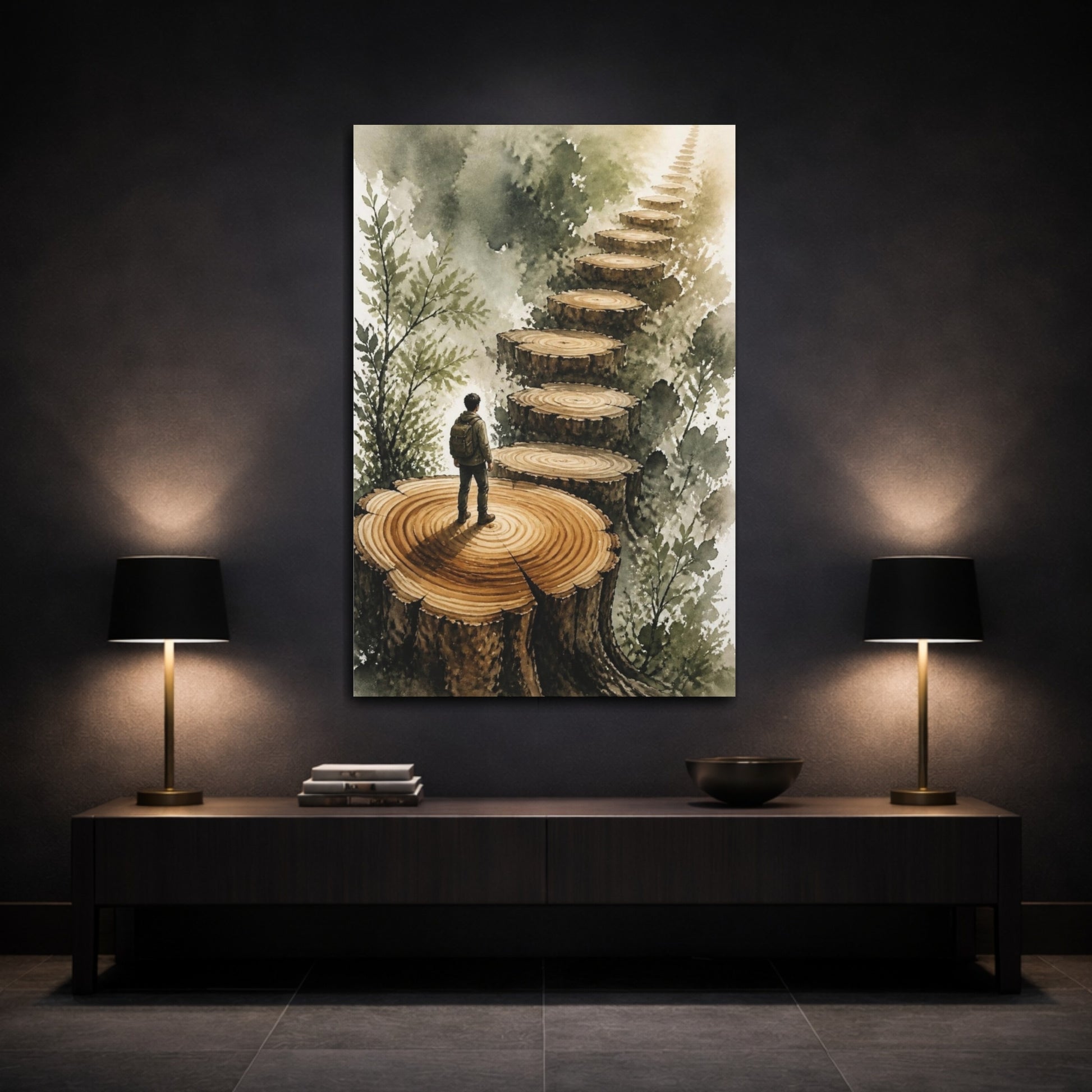 Mockup 3. Tree Stump Motivation Path shown as canvas print