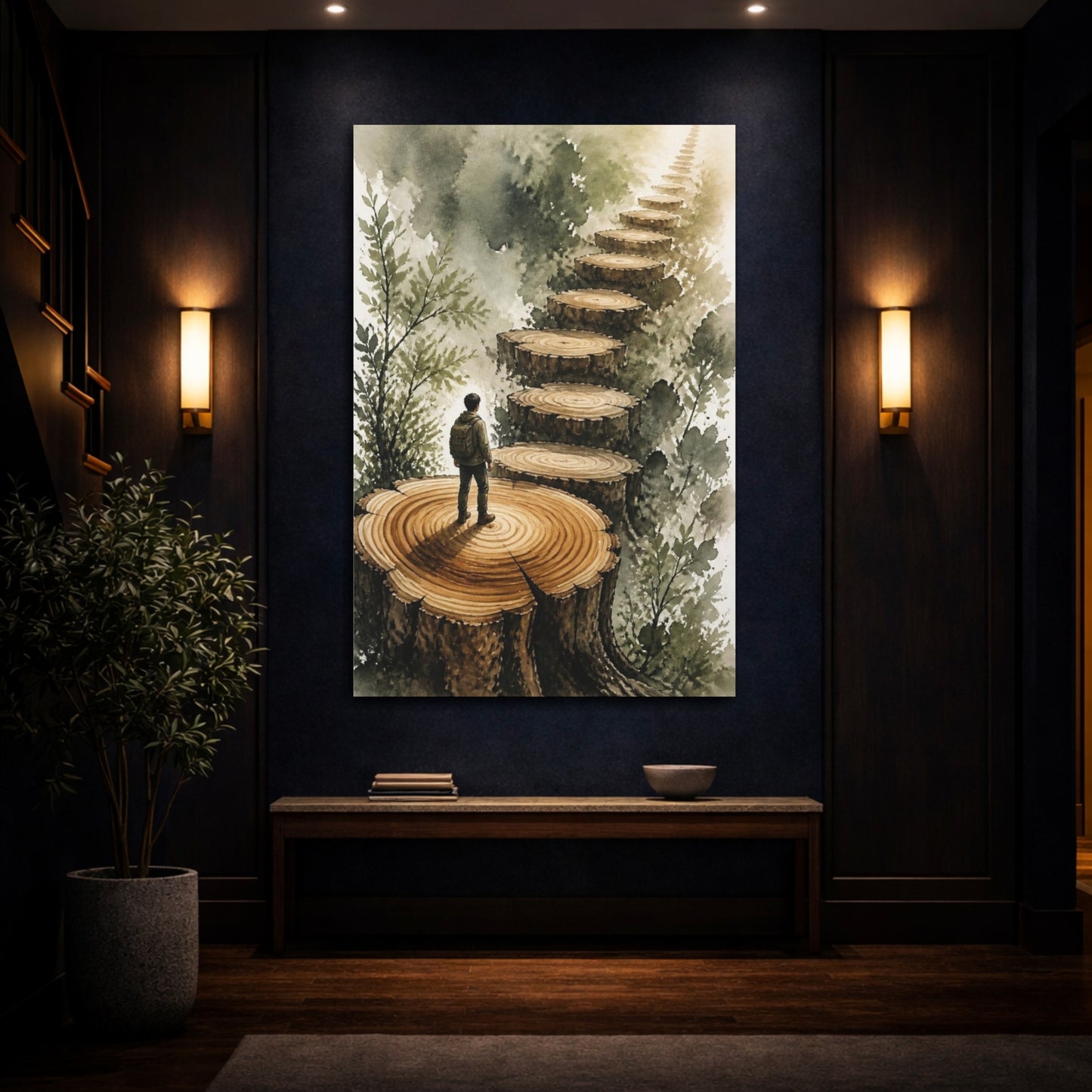 Mockup 4. Tree Stump Motivation Path shown as canvas print