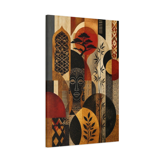 Main Mockup. Tribal Mask & Bamboo shown as canvas print