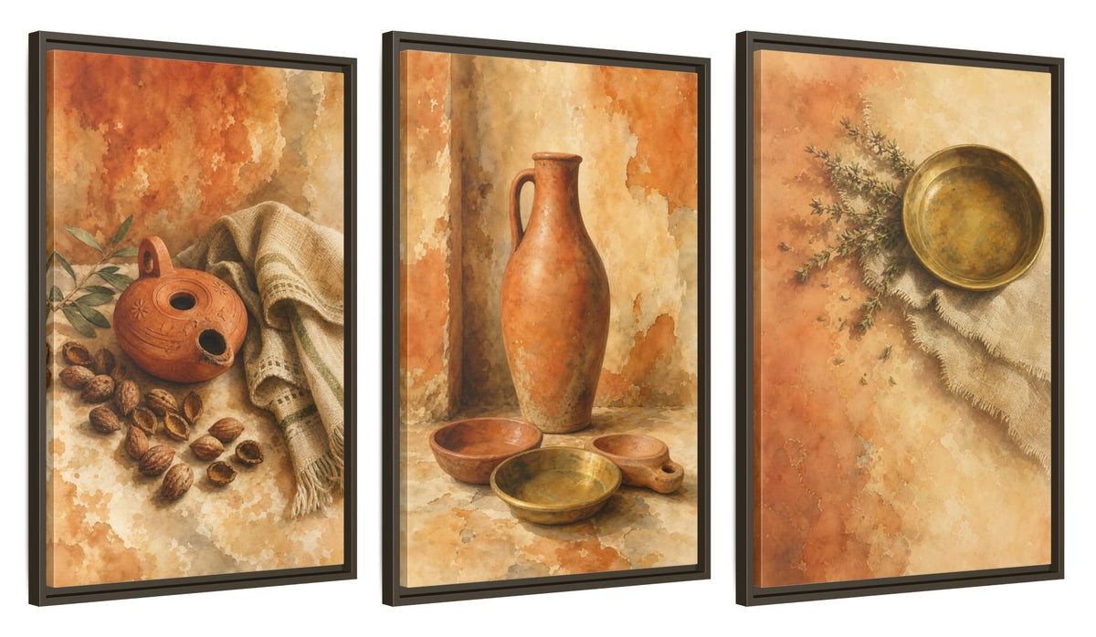 Framed canvas set of three, side view - 20x30 Inch Espresso