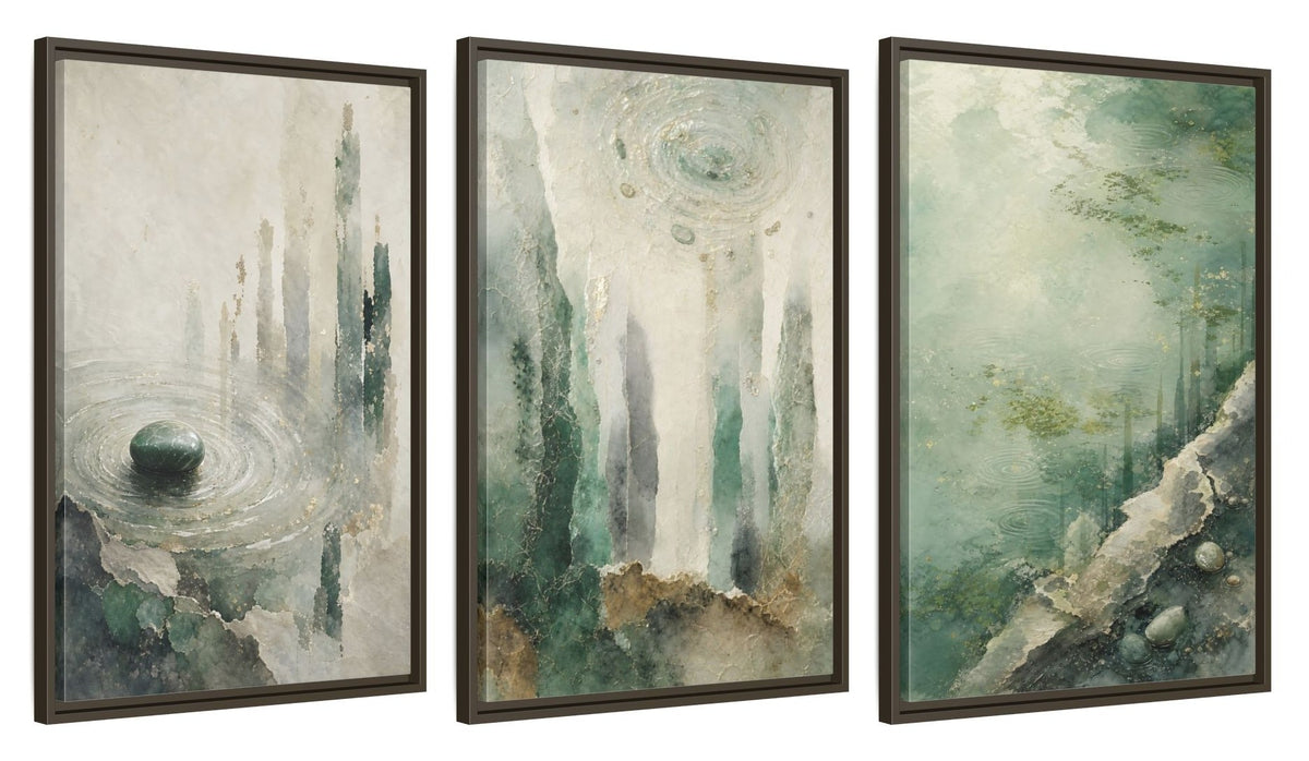 Framed canvas set of three, side view - 20x30 Inch Espresso