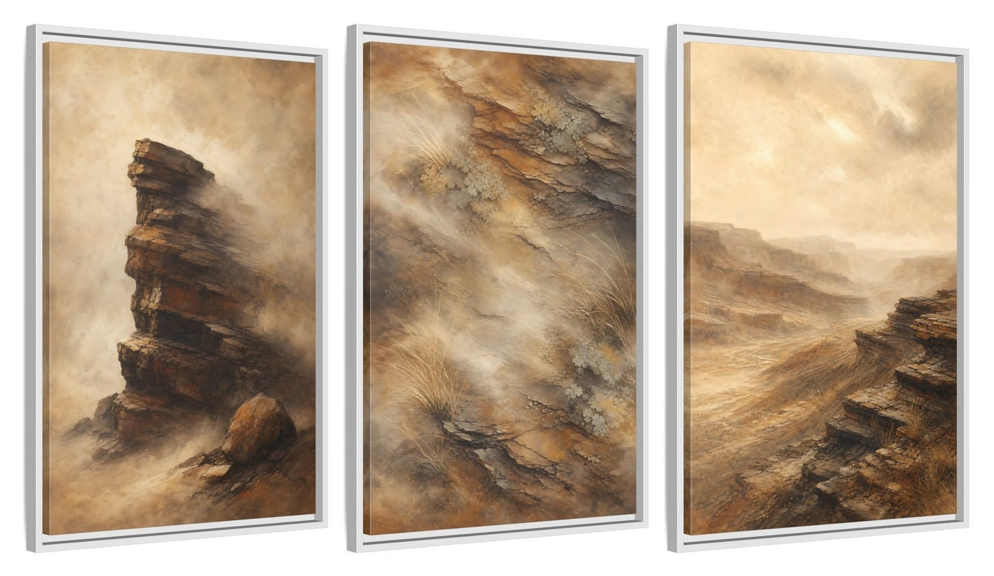 Framed canvas set of three, side view - 20x30 Inch White