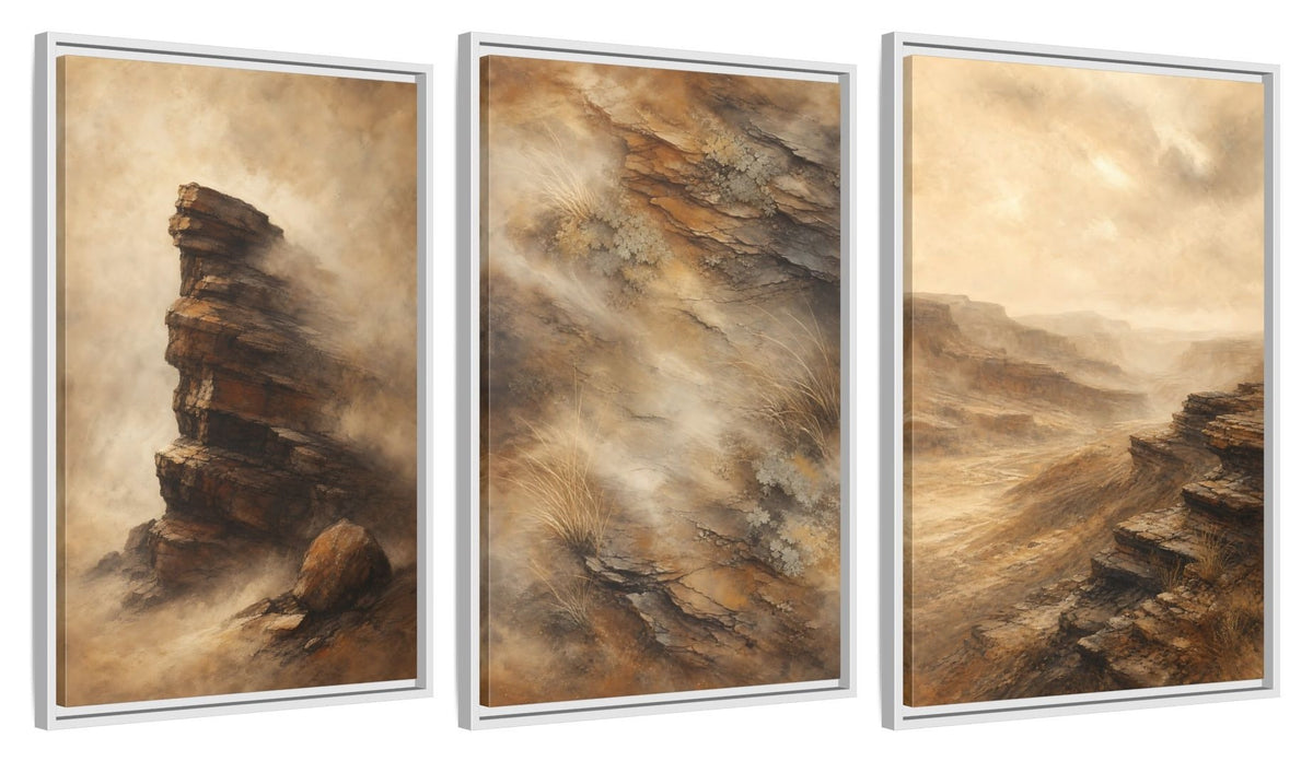Framed canvas set of three, side view - 20x30 Inch White