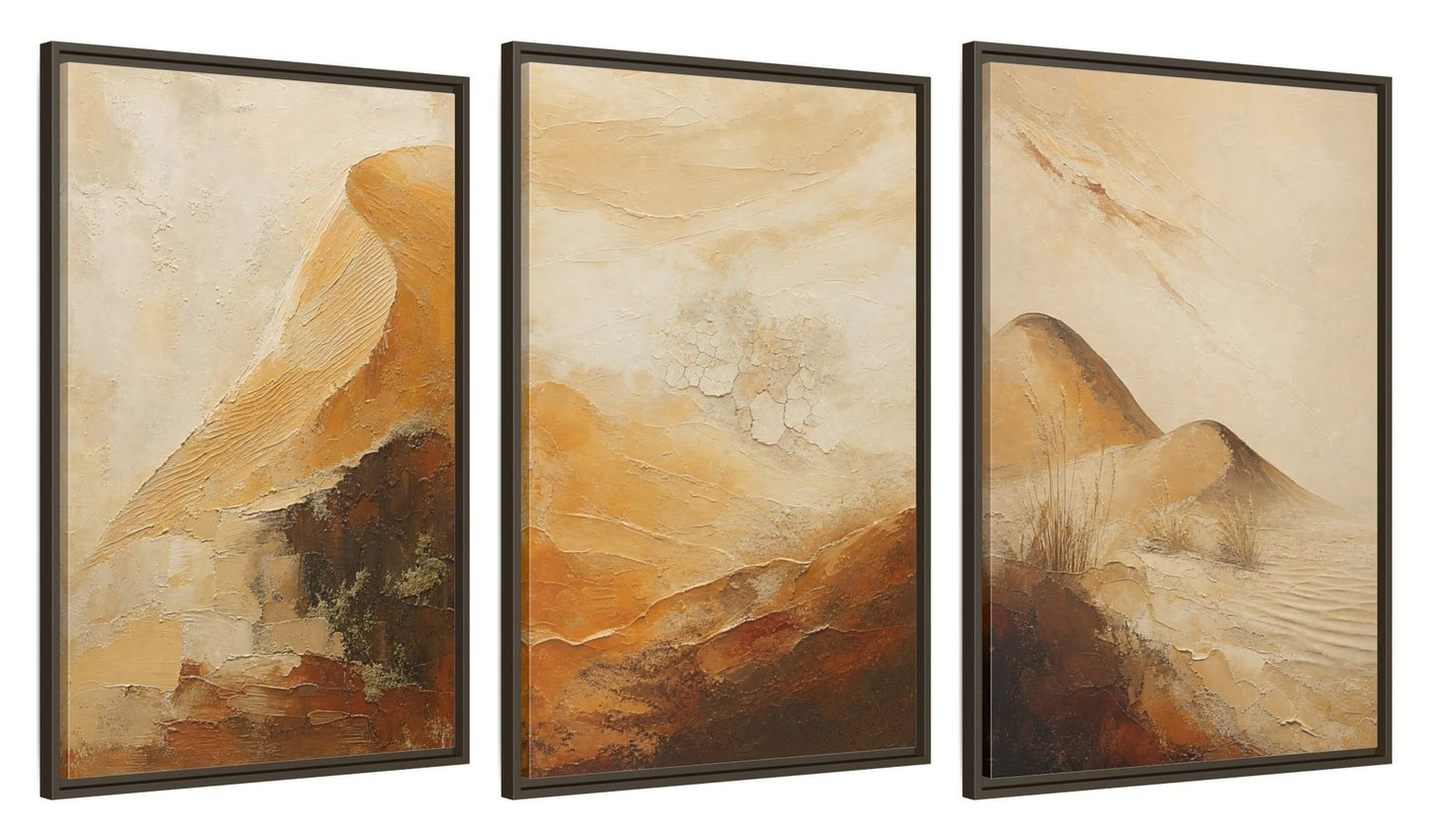 Framed canvas set of three, side view - 24x36 Inch Espresso