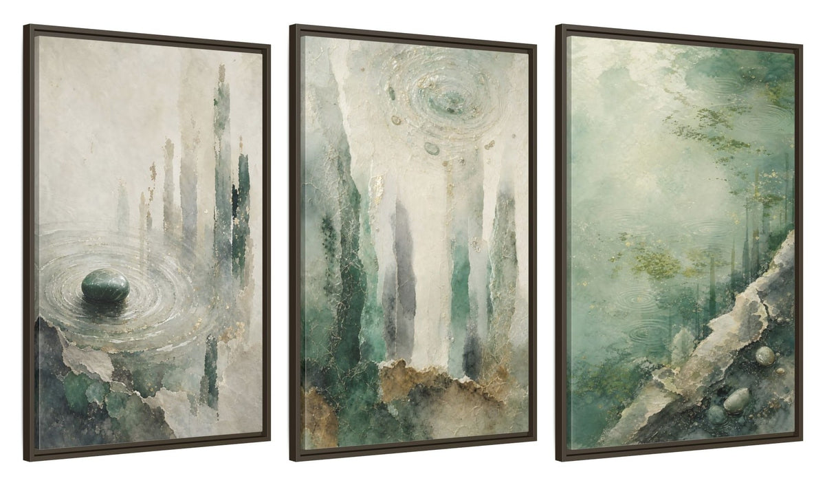 Framed canvas set of three, side view - 24x36 Inch Espresso