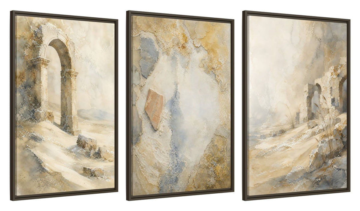 Framed canvas set of three, side view - 24x36 Inch Espresso