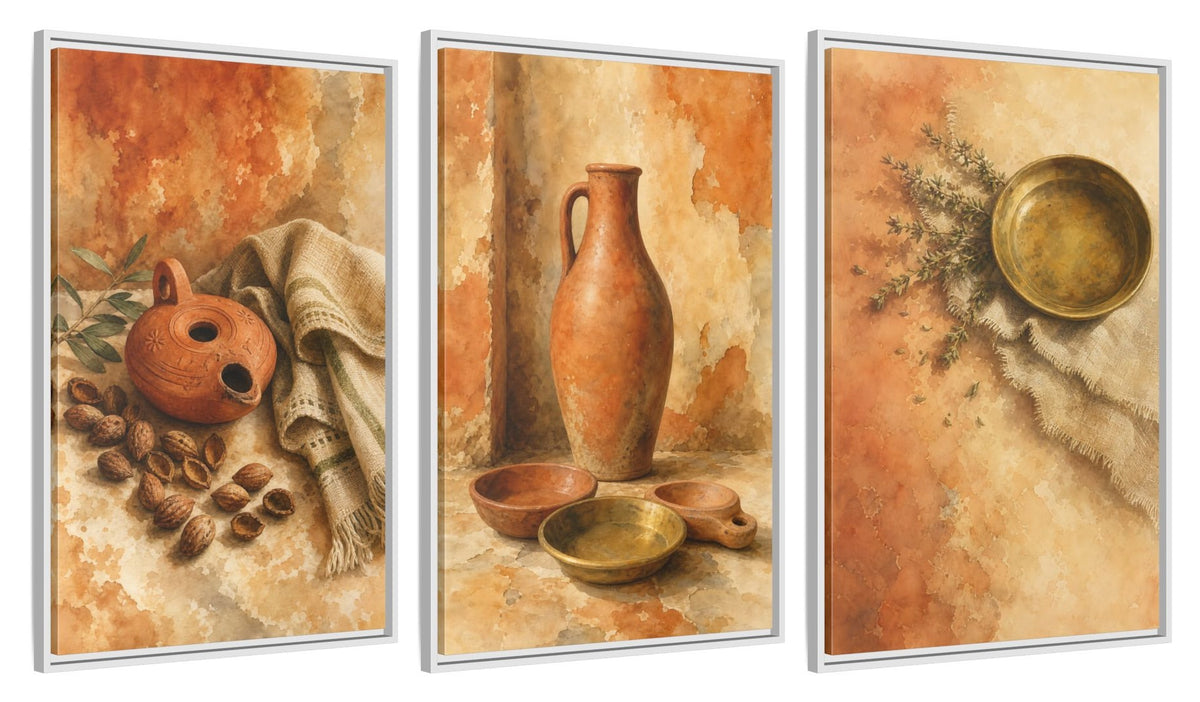 Framed canvas set of three, side view - 24x36 Inch White