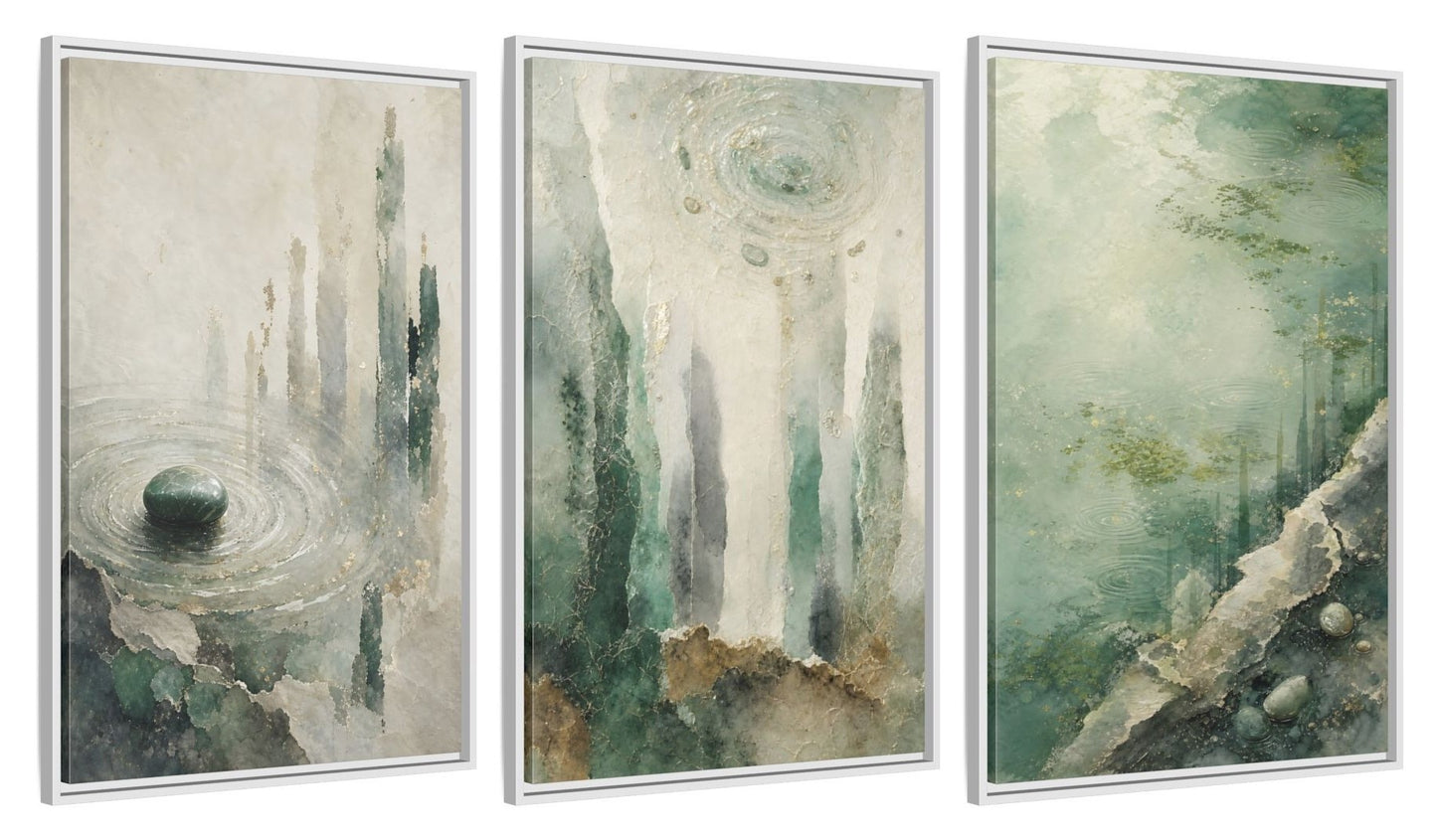 Framed canvas set of three, side view - 24x36 Inch White