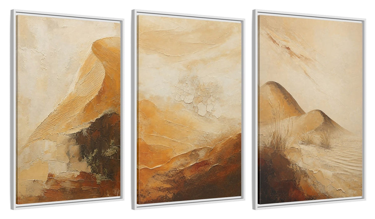 Framed canvas set of three, side view - 24x36 Inch White