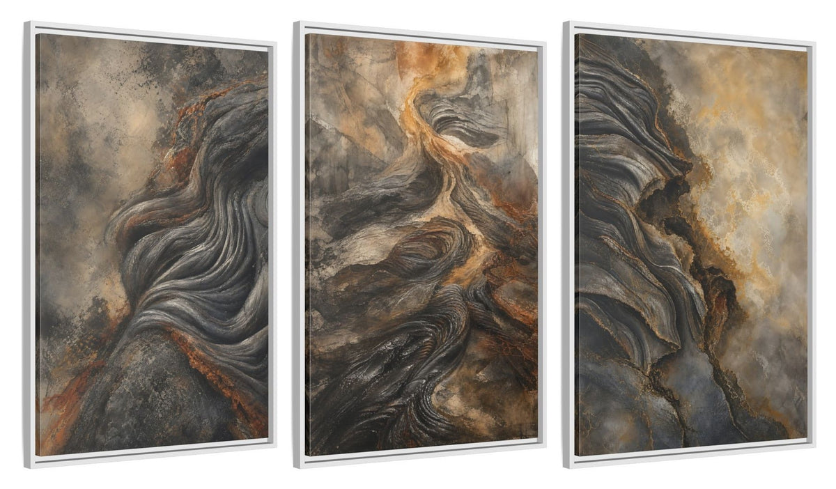 Framed canvas set of three, side view - 24x36 Inch White