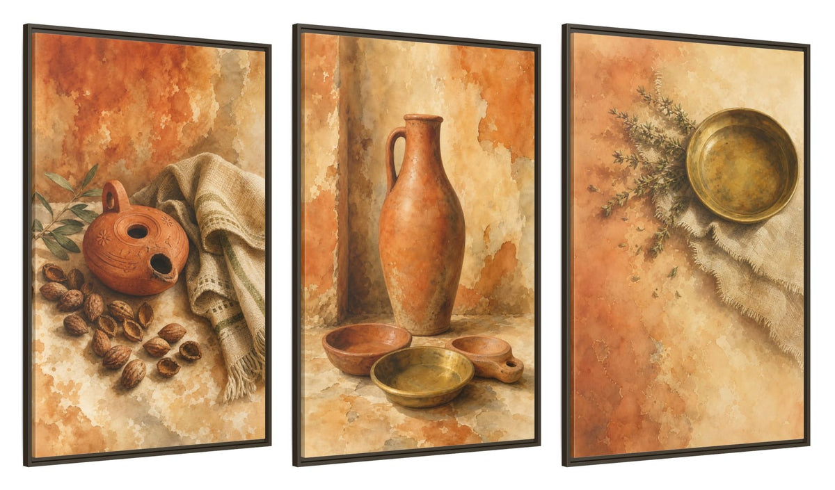 Framed canvas set of three, side view - 32x48 Inch Espresso