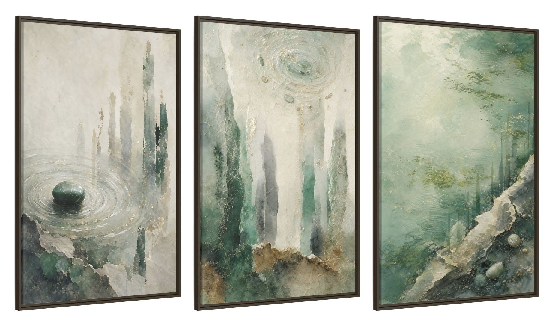 Framed canvas set of three, side view - 32x48 Inch Espresso