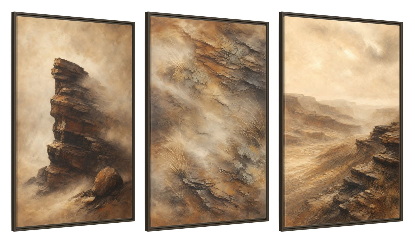 Framed canvas set of three, side view - 32x48 Inch Espresso