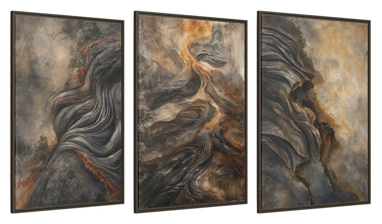 Framed canvas set of three, side view - 32x48 Inch Espresso