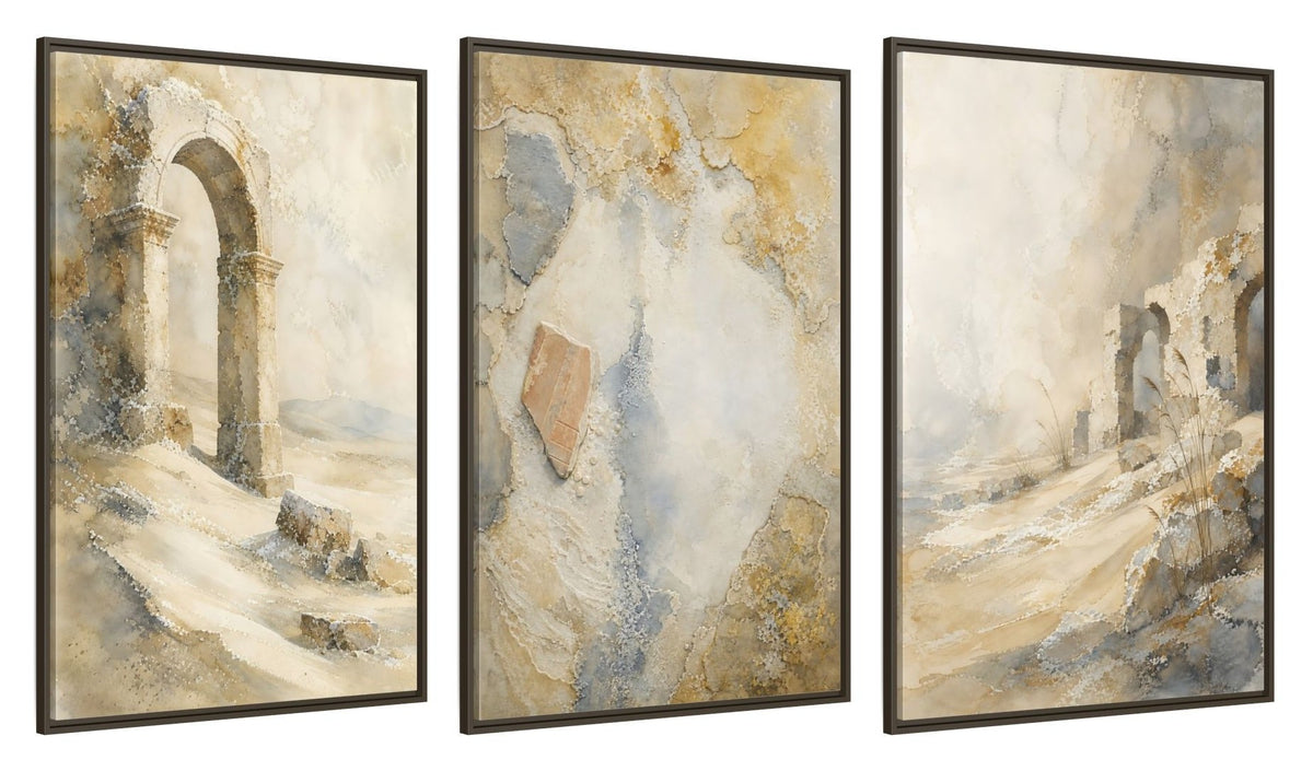 Framed canvas set of three, side view - 32x48 Inch Espresso