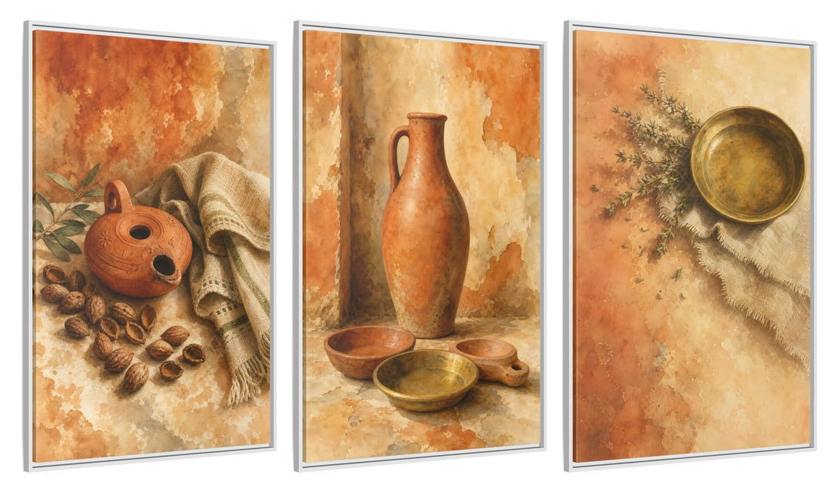 Framed canvas set of three, side view - 32x48 Inch White